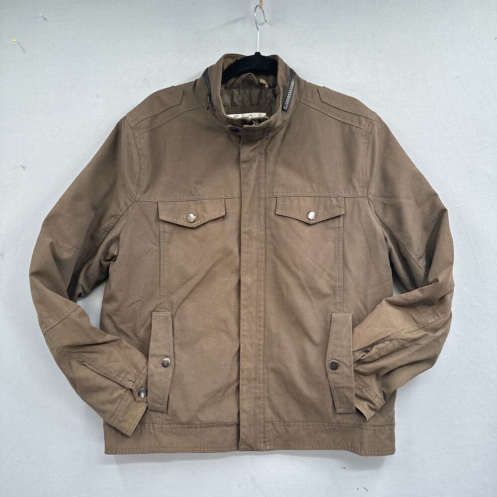 Kenneth Cole Field Jacket Men Lg Brown Canvas Rugged Heritage Classic Barn Chore